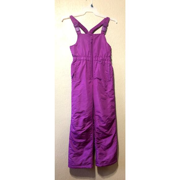 Athletech Girl Bib Overalls Snow Pants Snowboarding Ski Purple Large 10-12 New - Picture 1 of 12
